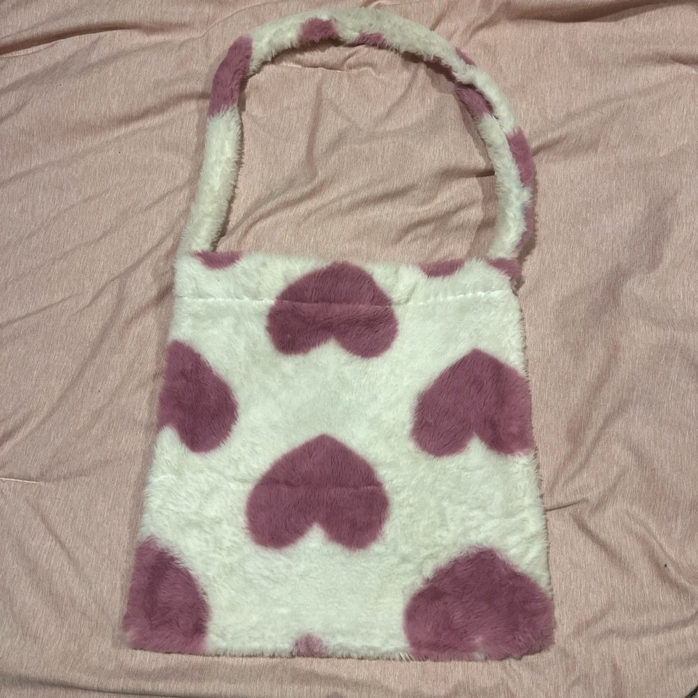 Charming Heart Faux Fur Kids Shoulder Bag